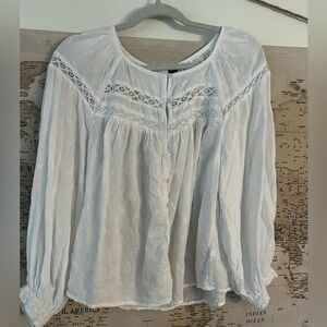 Women's White eyelet Detail Top